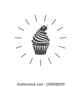 Cup cake icon - vector illustration