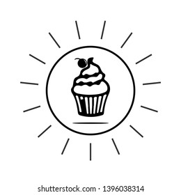 Cup cake icon - vector illustration