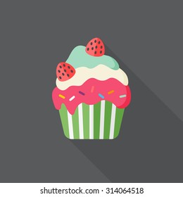 cup cake icon, vector illustration. Flat design style with long shadow,eps10