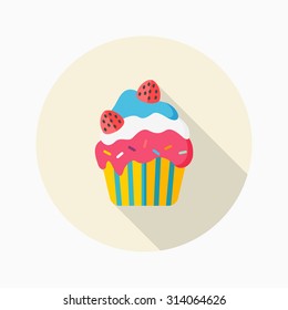 cup cake icon, vector illustration. Flat design style with long shadow,eps10