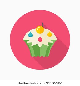 cup cake icon, vector illustration. Flat design style with long shadow,eps10