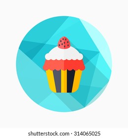 cup cake icon, vector illustration. Flat design style with long shadow,eps10