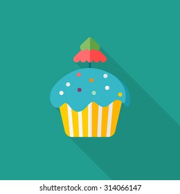 cup cake icon, vector illustration. Flat design style with long shadow,eps10