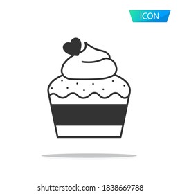 Cup cake icon vector isolated on white background.