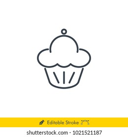 Cup Cake Icon / Vector - In Line / Stroke Design