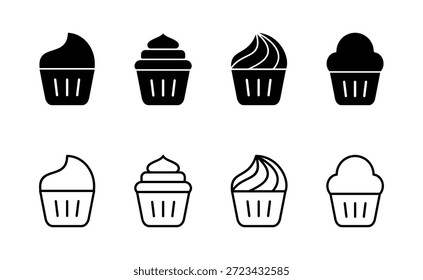 Vector de icono de pastel de taza. Señal y símbolo de la torta de la taza