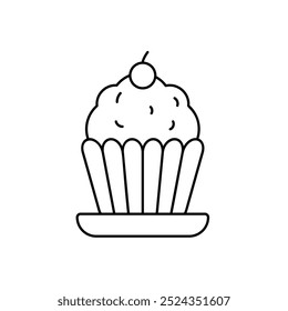 cup cake icon with white background vector stock illustration