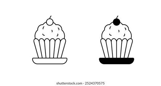 cup cake icon with white background vector stock illustration