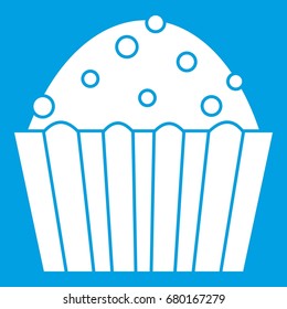 Cup cake icon white isolated on blue background vector illustration