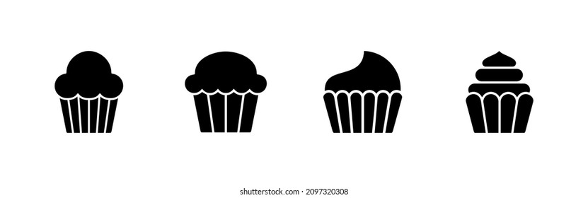 Cup cake icons set. Cup cake sign and symbol