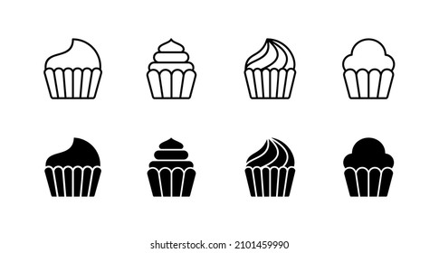 Cup cake icons set. Cup cake sign and symbol