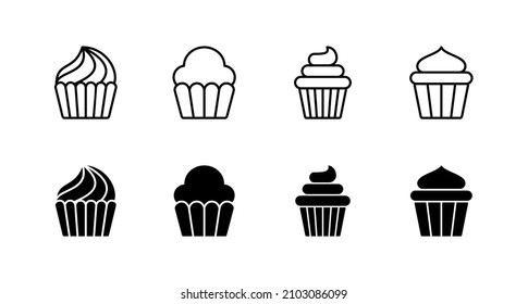 Cup cake icons set. Cup cake sign and symbol