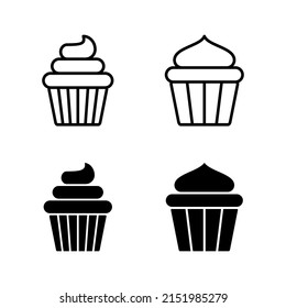 Cup cake icons vector. Cup cake sign and symbol