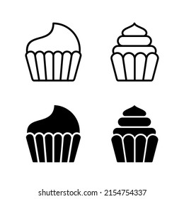 Cup cake icons vector. Cup cake sign and symbol