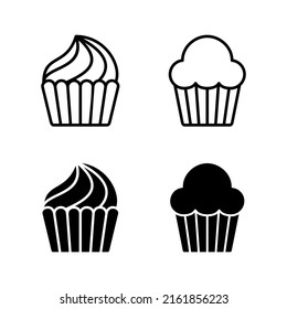 Cup cake icons vector. Cup cake sign and symbol