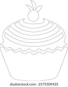 cup cake icon.Sweet icon based logo design editable vector file. cup cake, slice, pasty, birthday cake.cake icon Design in thin line vector style. Simple Vector Illustration Logo.