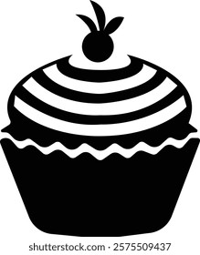 cup cake icon.Sweet icon based logo design editable vector file. cup cake, slice, pasty, birthday cake.cake icon Design in thin line vector style. Simple Vector Illustration Logo.