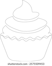 cup cake icon.Sweet icon based logo design editable vector file. cup cake, slice, pasty, birthday cake.cake icon Design in thin line vector style. Simple Vector Illustration Logo.