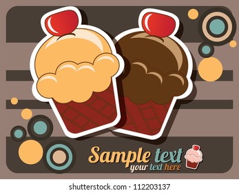 Cup cake invitation background with place for text, vector