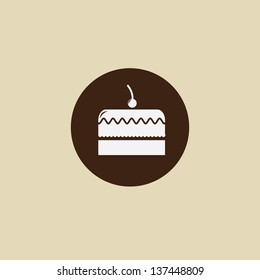 Cup cake label over beige background vector illustration