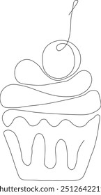  Cup Cake Line Art Illustration 