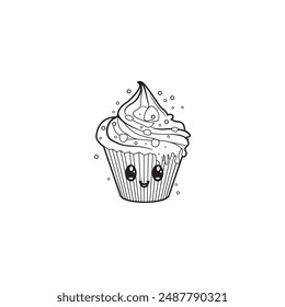 Cup Cake line art logo design use any brand printing purpose this design attack your costumers and this design fully editable and printable  