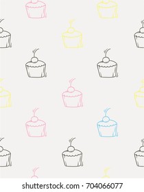 cup cake line doodle pattern