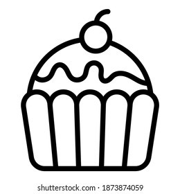 cup cake line icon, Christmas and celebrations. Outline symbol collection. Editable vector Design