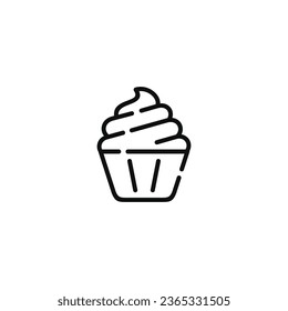 Icono de la línea de torta de la copa aislado en fondo blanco