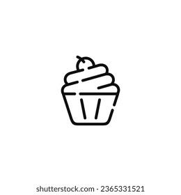 Cup cake line icon isolated on white background