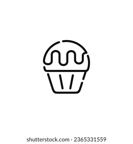 Cup cake line icon isolated on white background