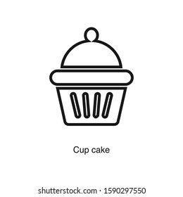 Cup cake linear icon vector on white background. Food black icon illustration