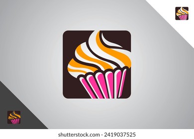 Cup cake logo. Bakery, cakes and pastries logo identity template. Perfect logo for business related to bakery, cakes and pastries. Isolated background. Vector eps 10.