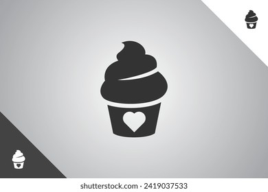 Cup cake logo. Bakery, cakes and pastries logo identity template. Perfect logo for business related to bakery, cakes and pastries. Isolated background. Vector eps 10.