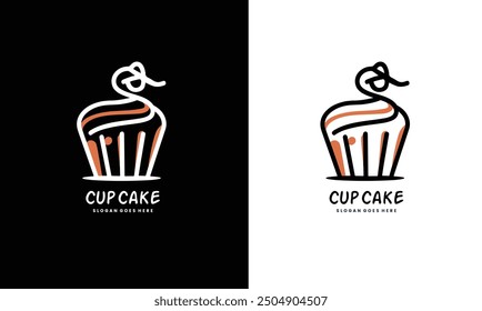 Cup cake logo icon vector. Cup cake sign and symbol premium vector EPS10 file.