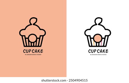 Cup cake logo icon vector. Cup cake sign and symbol premium vector EPS10 file.
