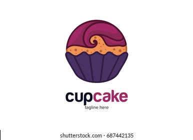 Cup Cake Logo Template Design Vector, Emblem, Design Concept, Creative Symbol, Icon