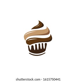 Cup cake logo vector icon illustration