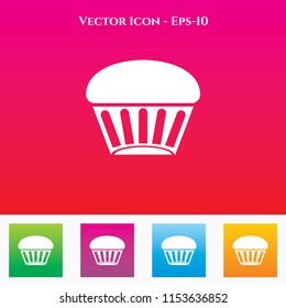 Cup Cake or Muffins Icon in Colored Square box. eps-10