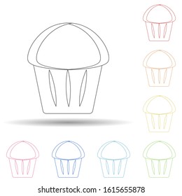 Cup cake in multi color style icon. Simple thin line, outline vector of resturant icons for ui and ux, website or mobile application