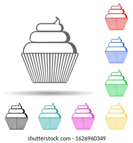 cup cake multi color style icon. Simple thin line, outline vector of bakery shop icons for ui and ux, website or mobile application