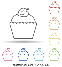 Cup cake in multi color style icon. Simple thin line, outline vector of fast food icons for ui and ux, website or mobile application