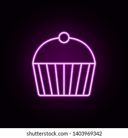 cup cake neon icon. Elements of fast food set. Simple icon for websites, web design, mobile app, info graphics