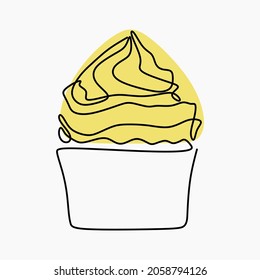 Cup cake oneline continuous line art
