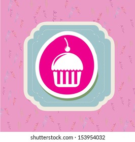 cup cake over pink background vector , illustration 