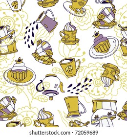 cup and cake seamless pattern