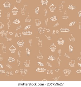 Cup and cake seamless pattern for your textile design.