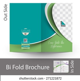 Cup Cake Shop Bi-Fold Mock up & Brochure Design 