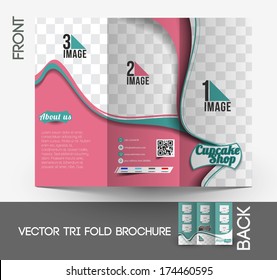 Cup Cake Shop Tri-Fold Mock Up & Brochure Design 