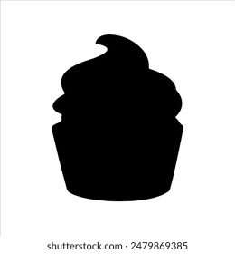 Cup cake silhouette isolated on white background. Cup cake icon vector illustration design.